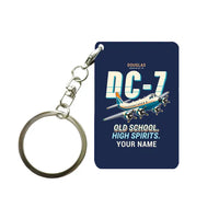 Thumbnail for Douglas DC-7B - Cartoon + Name - Key Chain - Navy Blue