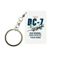 Thumbnail for Douglas DC-7B - Cartoon + Name - Key Chain - White