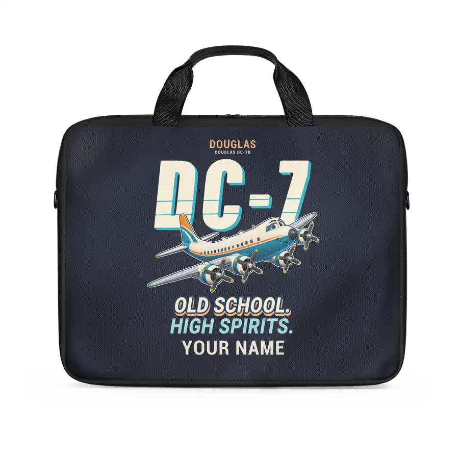 Douglas DC-7B - Cartoon + Name - Laptop Bag