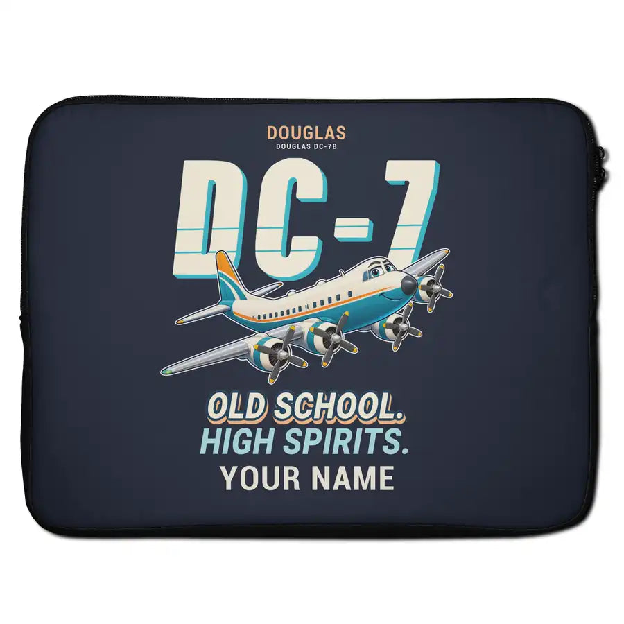 Douglas DC-7B - Cartoon + Name - Laptop Sleeve