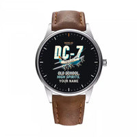 Thumbnail for Douglas DC-7B - Cartoon + Name - Leather Strap - Brown Leather Strap