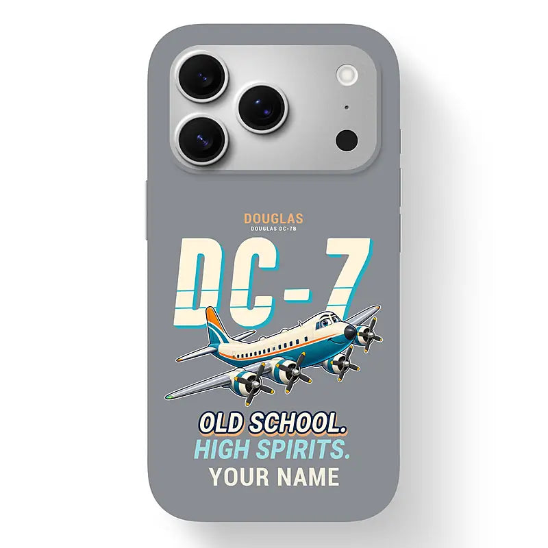 Douglas DC-7B - Cartoon + Name - MagSafe iPhone 17 Pro - Gray