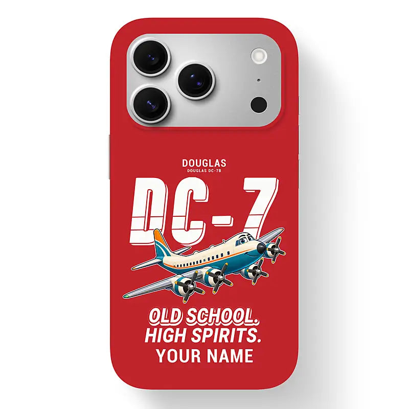 Douglas DC-7B - Cartoon + Name - MagSafe iPhone 17 Pro - Red