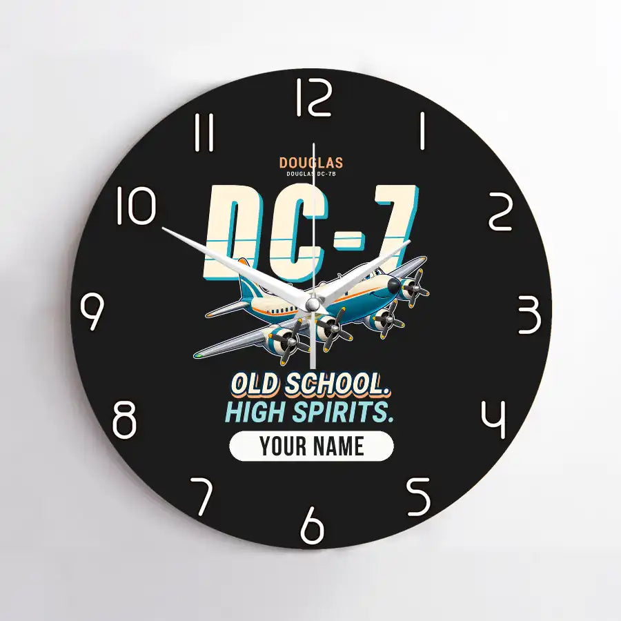 Douglas DC-7B - Cartoon + Name - No Frame - Black