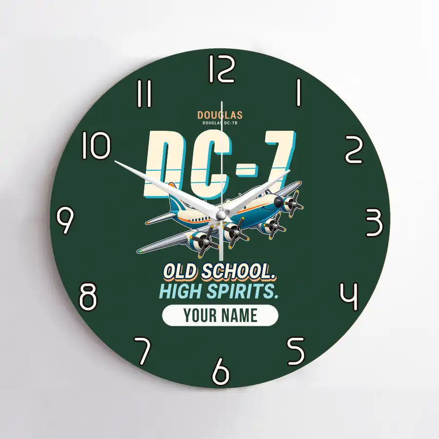 Douglas DC-7B - Cartoon + Name - No Frame - Dark Green