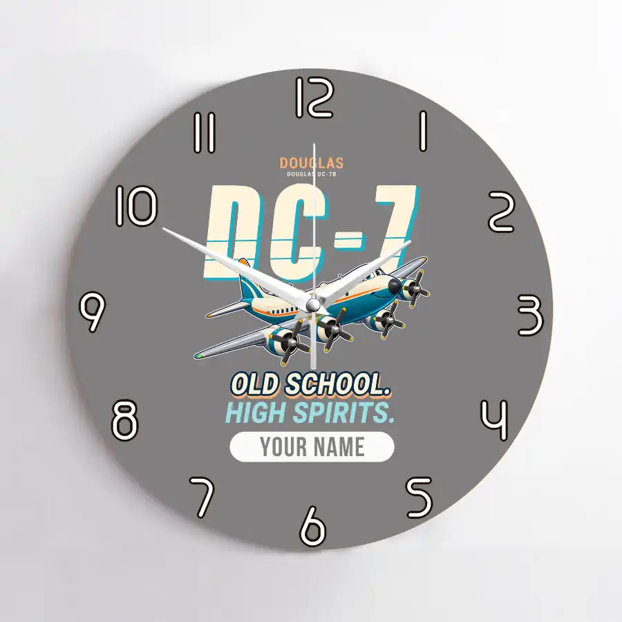Douglas DC-7B - Cartoon + Name - No Frame - Gray