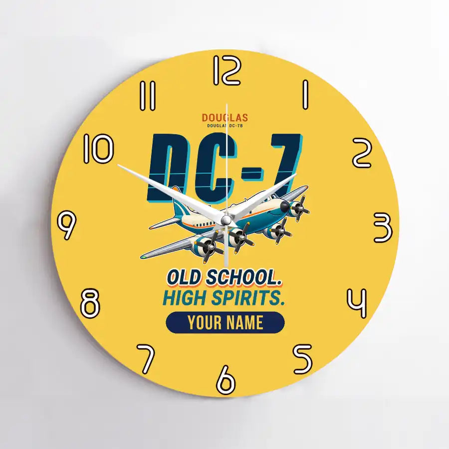 Douglas DC-7B - Cartoon + Name - No Frame - Yellow