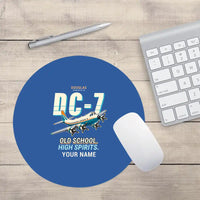 Thumbnail for Douglas DC-7B - Cartoon + Name - Round Mouse Pad - Blue