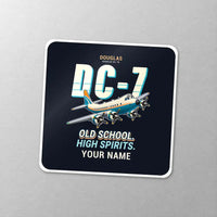 Thumbnail for Douglas DC-7B - Cartoon + Name - Square Sticker - Close-up