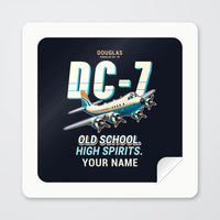 Thumbnail for Douglas DC-7B - Cartoon + Name - Square Sticker - Peel