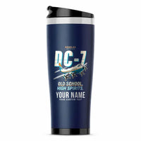 Thumbnail for Douglas DC-7B - Cartoon + Name - Stainless Steel (No Holder) - Dark Blue