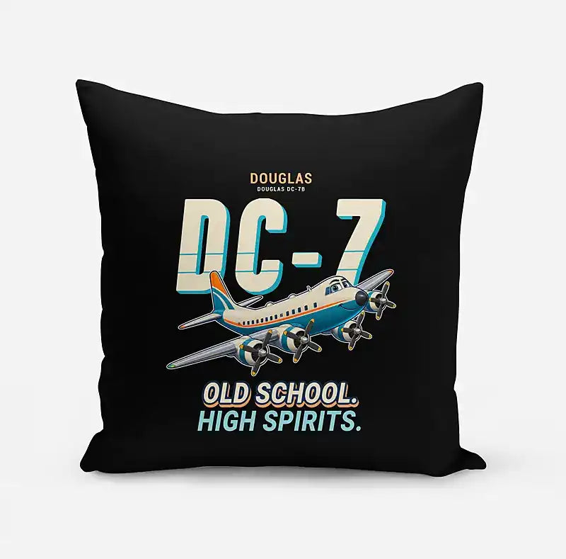 Douglas DC-7B - Cartoon - Pillow - Black