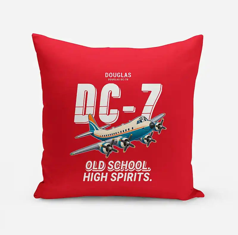 Douglas DC-7B - Cartoon - Pillow - Red