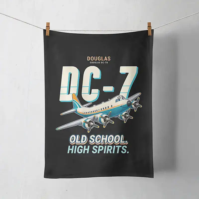 Douglas DC-7B - Cartoon - Towel - Black