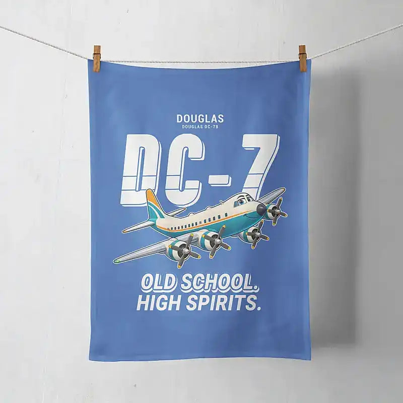 Douglas DC-7B - Cartoon - Towel - Blue