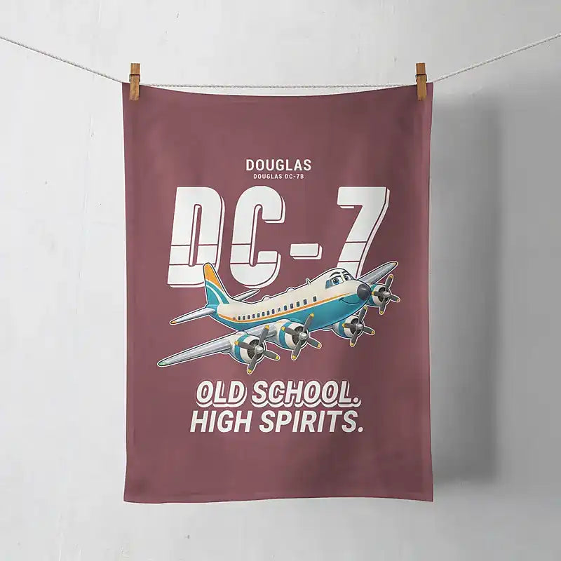 Douglas DC-7B - Cartoon - Towel - Dark Red