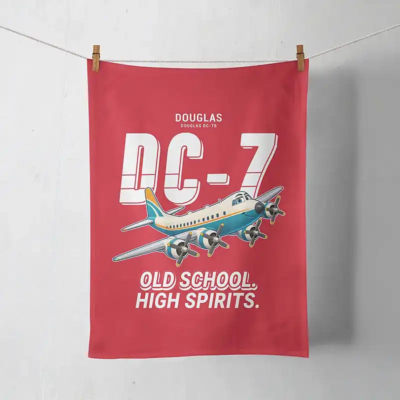 Douglas DC-7B - Cartoon - Towel - Red