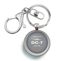 Thumbnail for Douglas DC-7B - Heritage + Name - Circle Key Chain - Gray