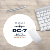 Thumbnail for Douglas DC-7B - Heritage + Name - Round Mouse Pad - White