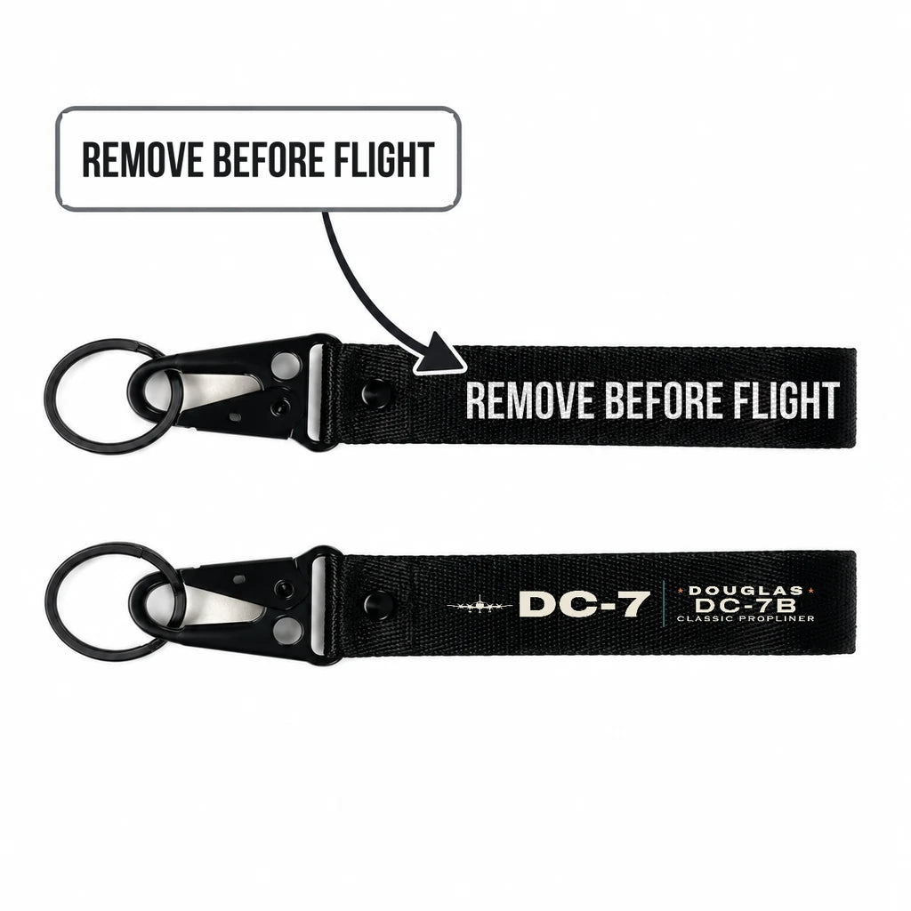 Douglas DC-7B Hawk-Shaped Key Chains - Black - Heritage - Remove Before Flight