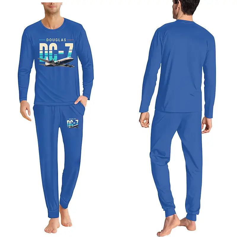 Douglas DC-7B - Men Pajamas - Original Chest - Blue