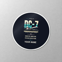 Thumbnail for Douglas DC-7B - Original + Name - Circle Sticker - Close-up