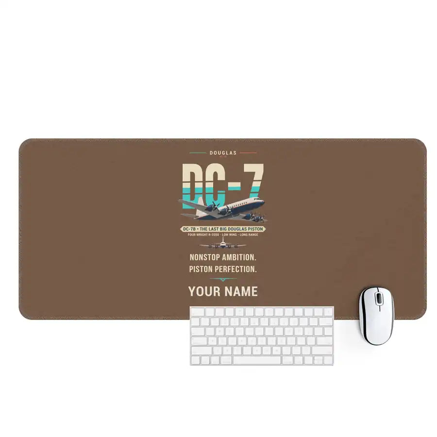 Douglas DC-7B - Original + Name - Desk Mat - Brown