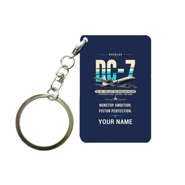 Douglas DC-7B - Original + Name - Key Chain - Navy Blue
