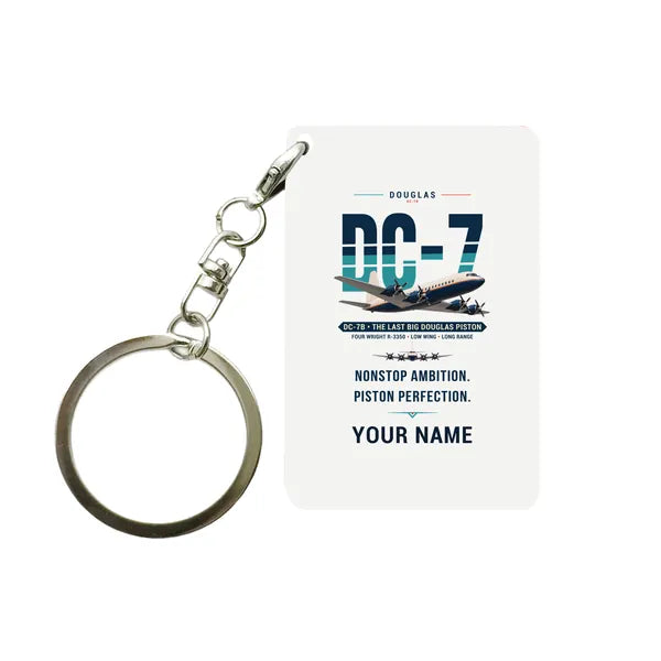 Douglas DC-7B - Original + Name - Key Chain - White