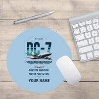 Thumbnail for Douglas DC-7B - Original + Name - Round Mouse Pad - Light Blue