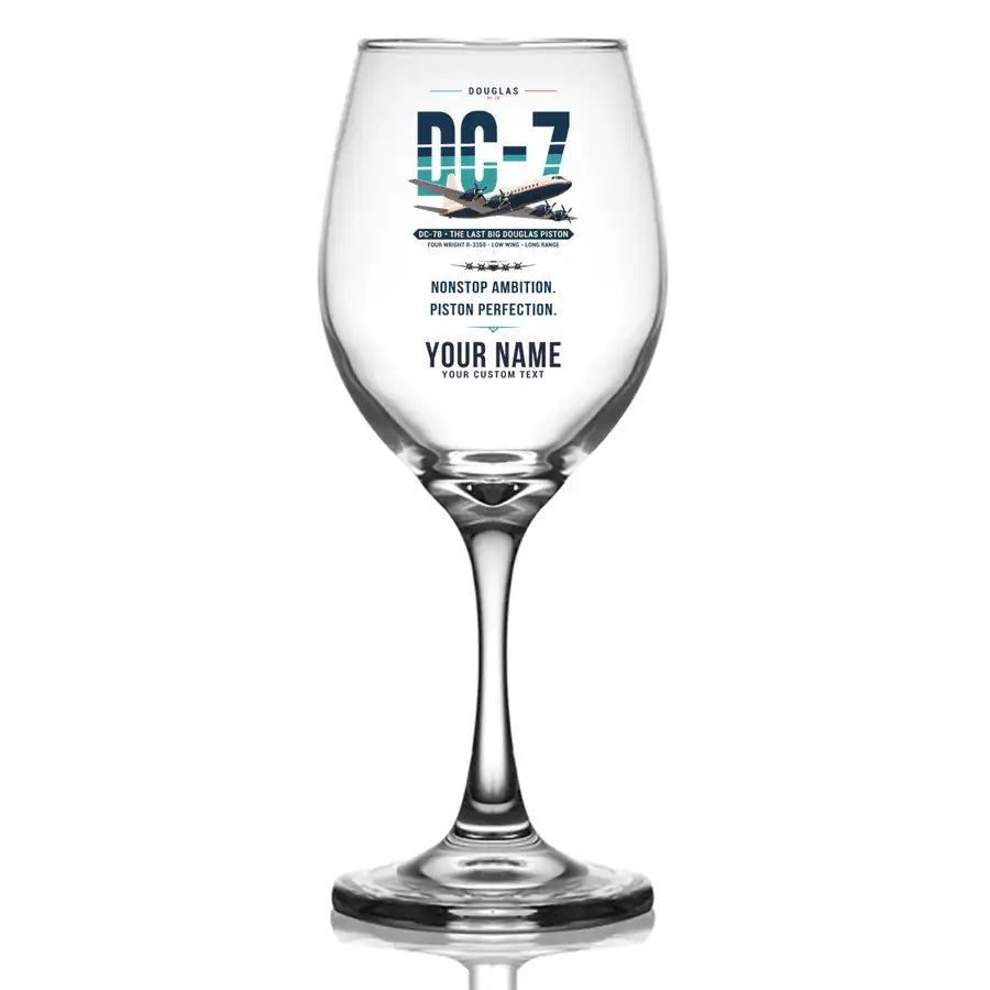 Douglas DC-7B - Original + Name - Wine Glass