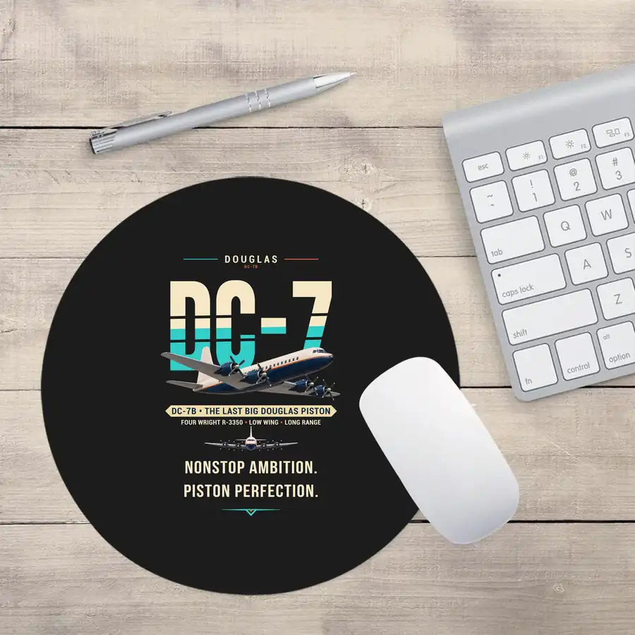 Douglas DC-7B - Original - Round Mouse Pad - Black