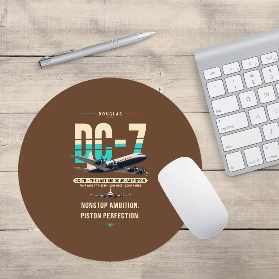 Douglas DC-7B - Original - Round Mouse Pad - Brown