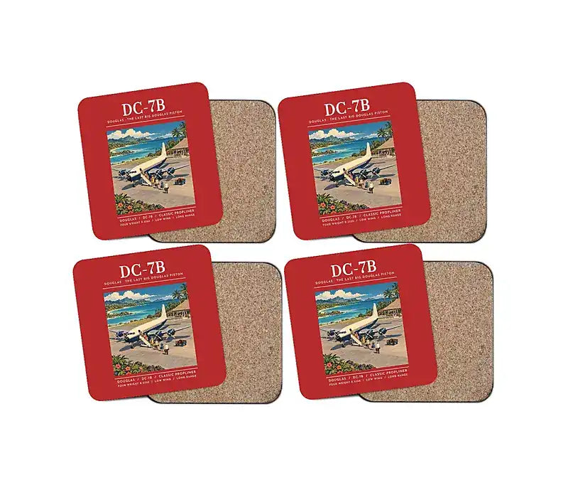 Douglas DC-7B - Poster - Coaster Set - Red