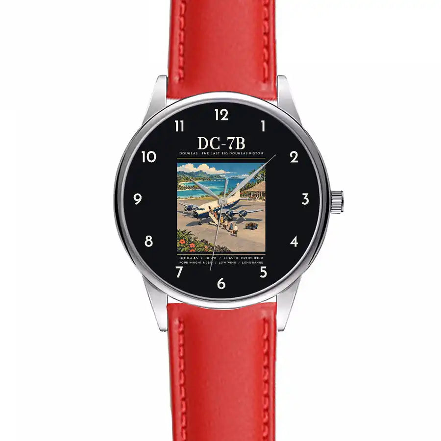 Douglas DC-7B - Poster - Leather Strap - Red Leather Strap