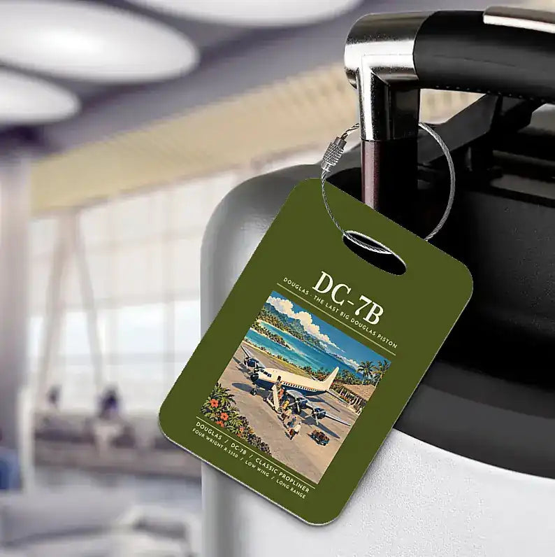 Douglas DC-7B - Poster - Luggage Tag - Green Army