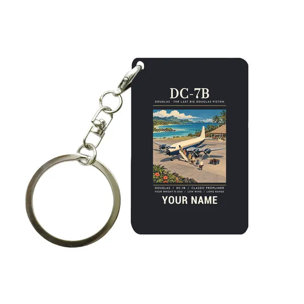 Douglas DC-7B - Poster + Name - Key Chain - Black