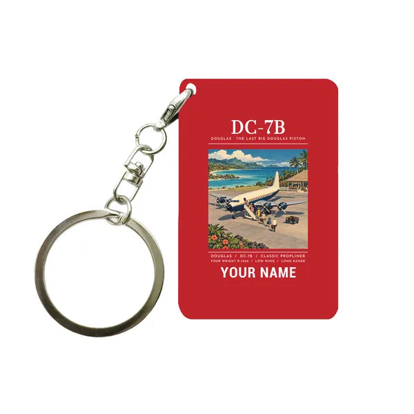 Douglas DC-7B - Poster + Name - Key Chain - Red