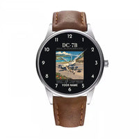 Thumbnail for Douglas DC-7B - Poster + Name - Leather Strap - Brown Leather Strap