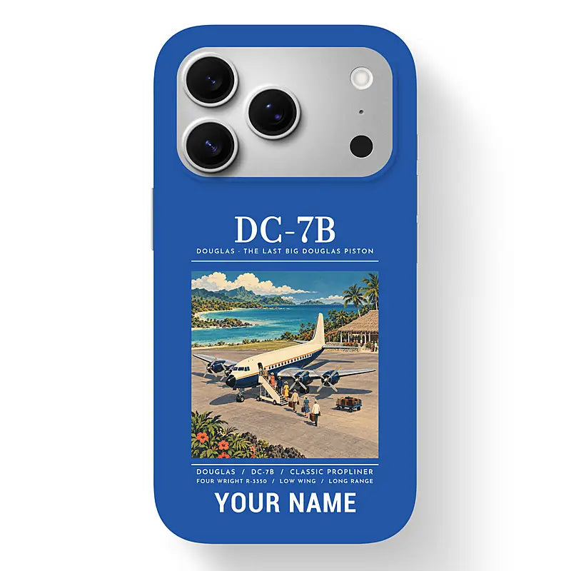 Douglas DC-7B - Poster + Name - MagSafe iPhone 17 Pro - Blue