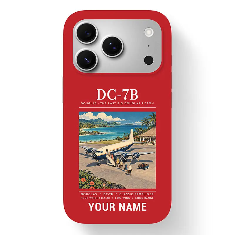 Douglas DC-7B - Poster + Name - MagSafe iPhone 17 Pro - Red