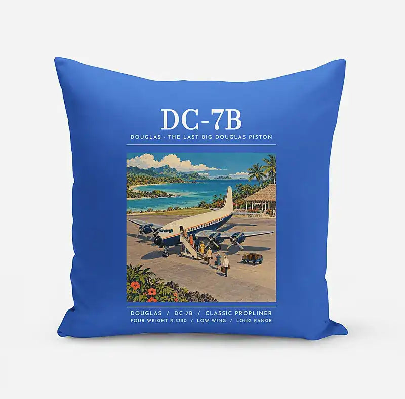 Douglas DC-7B - Poster - Pillow - Blue