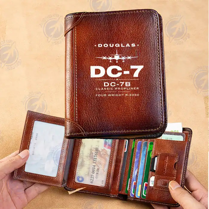 Douglas DC-7B Leather Wallets - Printed Leather Wallet - Heritage