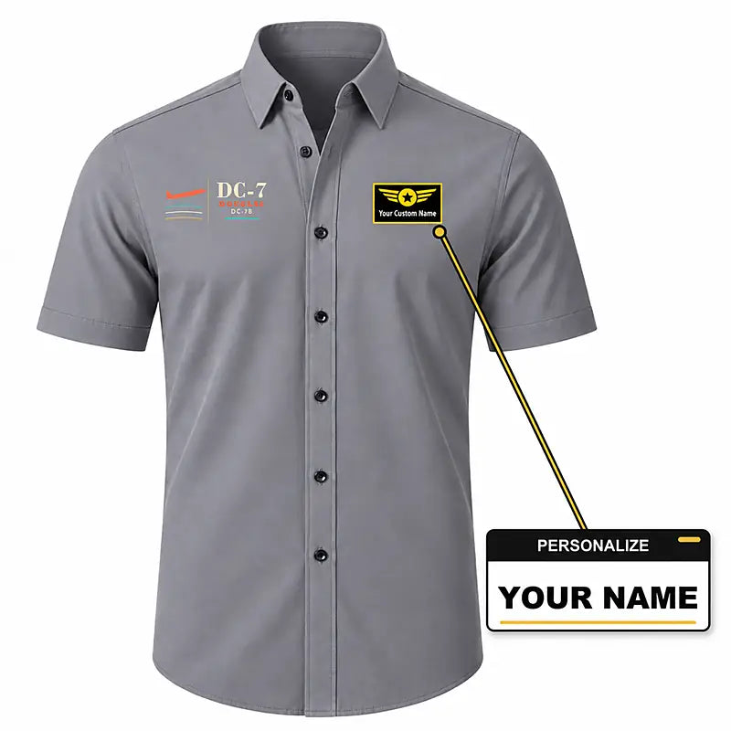 Douglas DC-7B - Short Sleeve Shirt - Poster - Gray + NAME