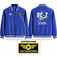 Thumbnail for Douglas DC-7B Stylish Jackets - Baseball Collar - Cartoon + Name - Royal Blue