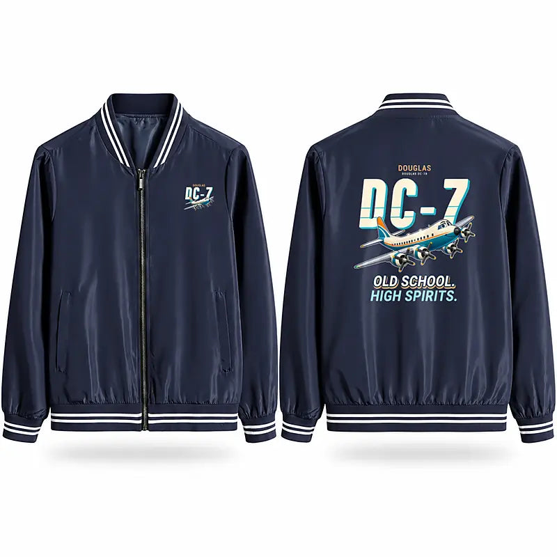 Douglas DC-7B Stylish Jackets - Baseball Collar - Cartoon - Navy Blue
