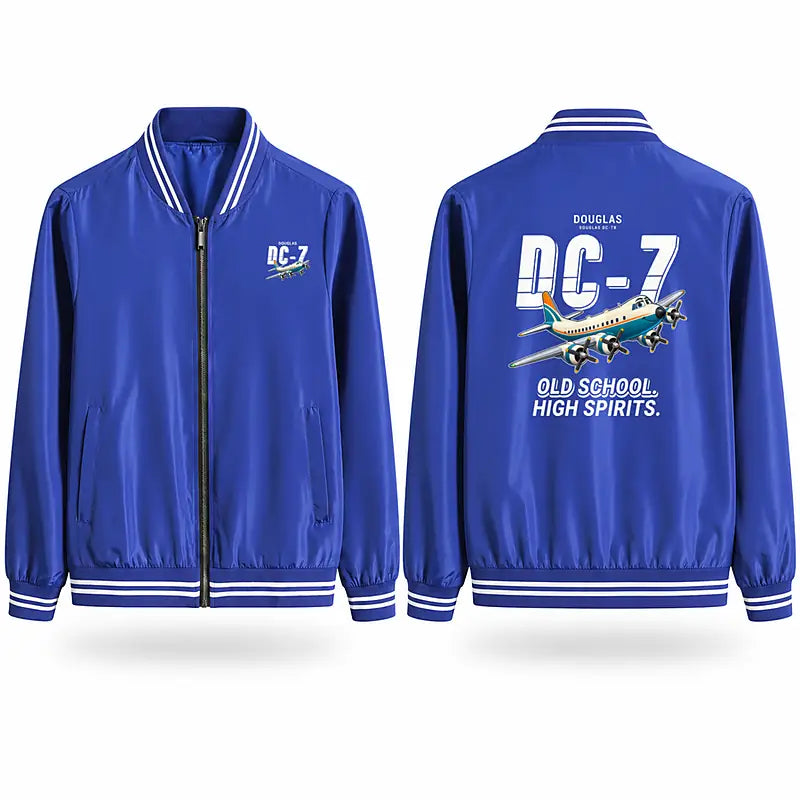 Douglas DC-7B Stylish Jackets - Baseball Collar - Cartoon - Royal Blue