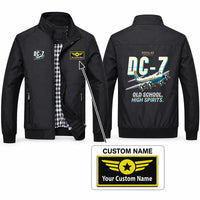 Thumbnail for Douglas DC-7B Stylish Jackets - Stand Collar - Cartoon + Name - Black