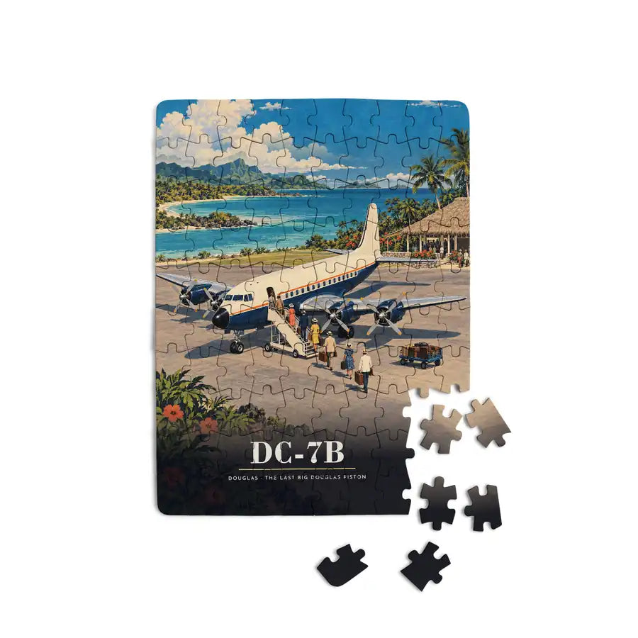 Douglas DC-7B - Vertical + Text - Canvas Puzzle