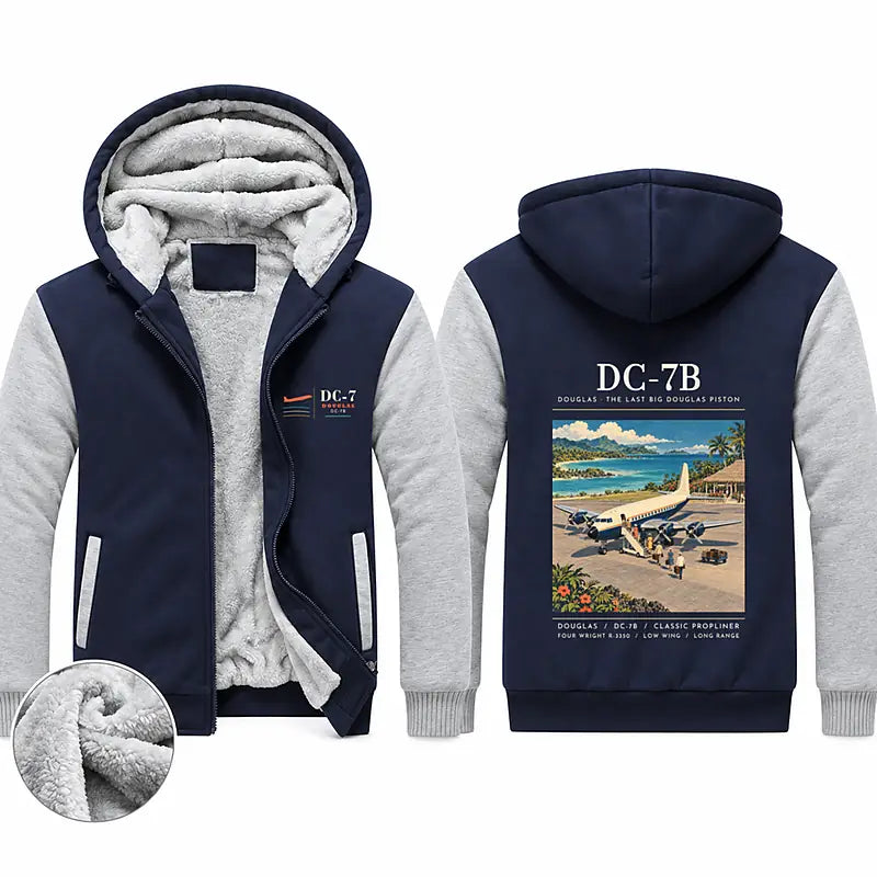 Douglas DC-7B Zipped Sweatshirts - Poster - Navy & Gray